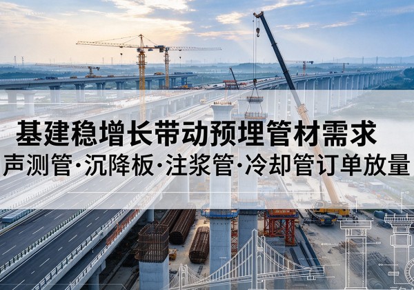 惠济基建稳增长带动预埋监测管材需求，声测管、沉降板、注浆管订单持续放量
